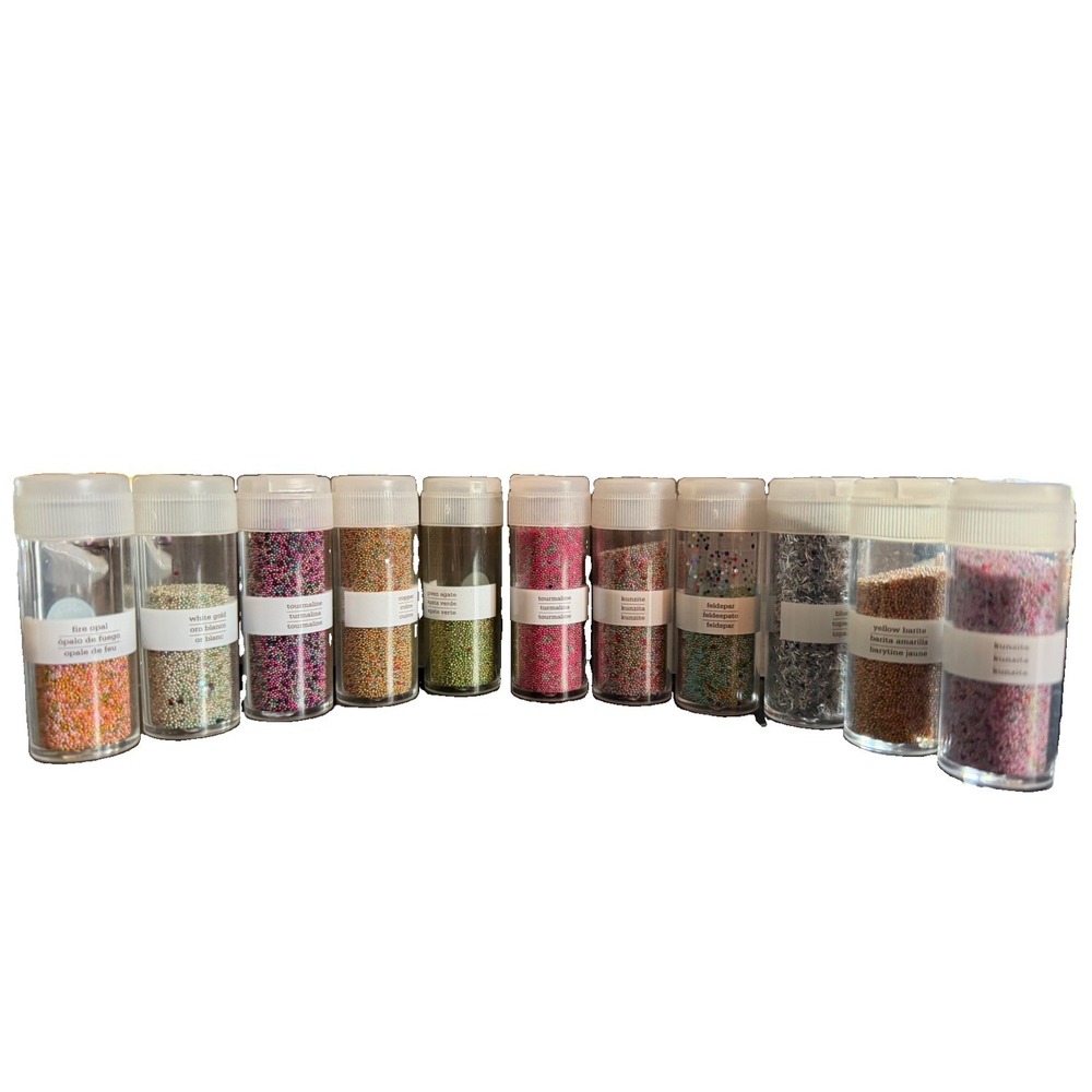 Lot of 11 Martha Stewart Microbeads for Crafting Multiple Colors Gemstone Mix